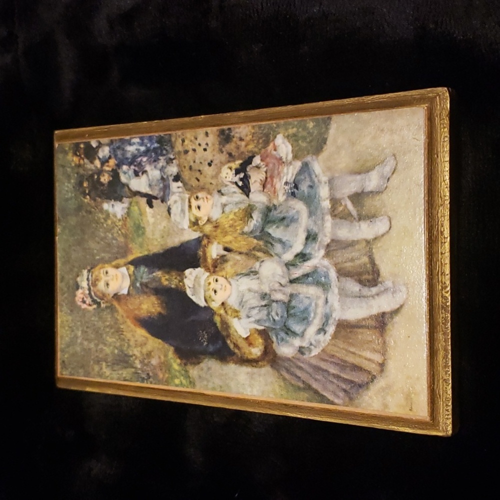 *Vintage* 'Mother & Children' by Pierre-Auguste Renoir, Wood Mounted Miniature